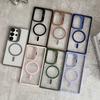 Metal Ring Lens Stand Holder Clear Magnetic Case For Samsung S25 Ultra S24 Plus S23 FE S22 A56 A36 A06 A15 For Magsafe Cover