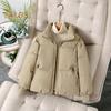 Winter Down Coat Padded Hooded Stand Collar Pockets Zip-up Parka Windproof Heat Retention Daily Cold Weather Outwear Cotton Jacket