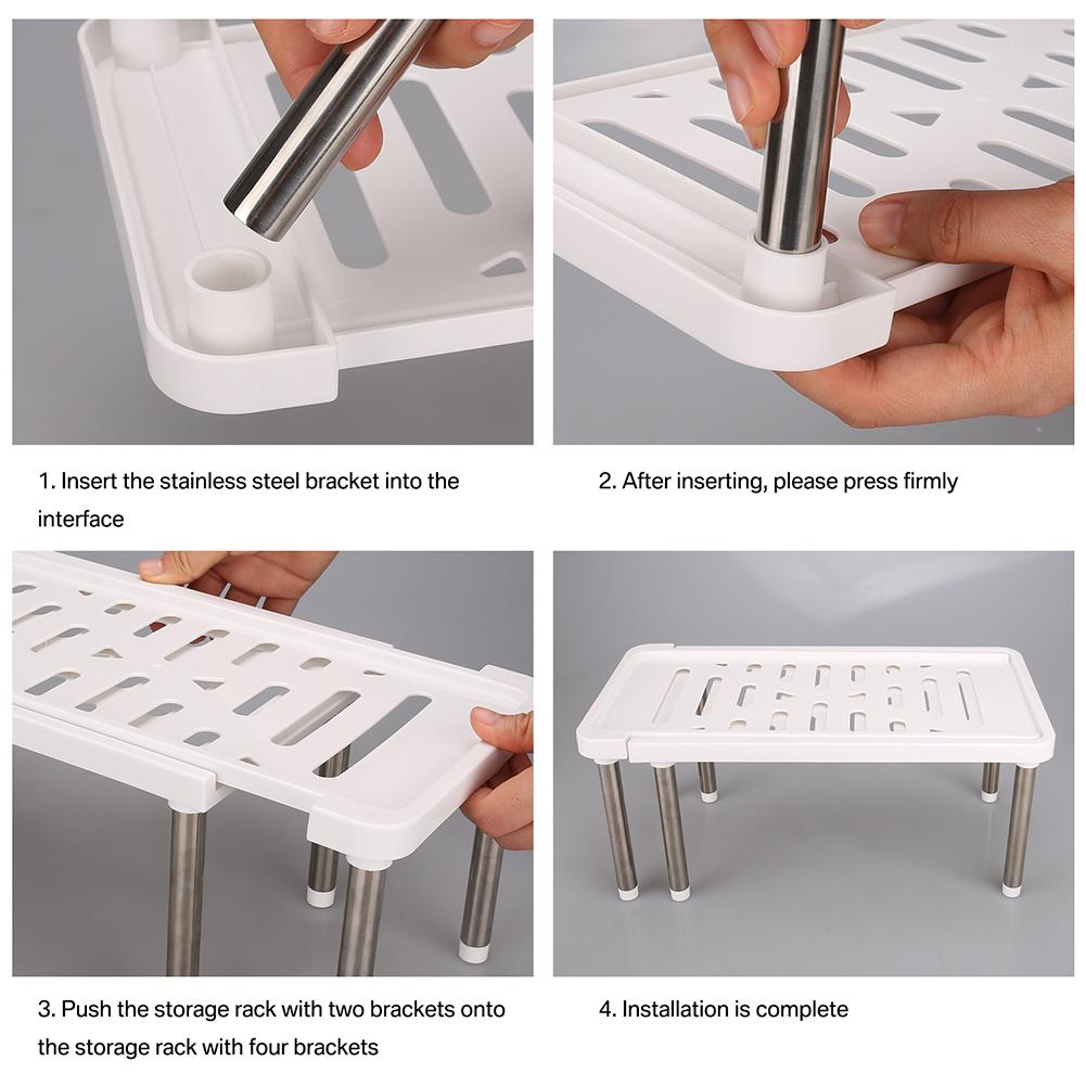 Expandable Cabinet Organizer Shelf Kitchen Cupboard Organizer Free Standing Spice Rack Retractable Storage Racks for Countertop