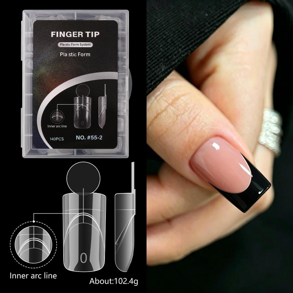 140PCS Matte Surface French Nail Dual Forms Thin Acrylic Nail Tips French Manicure Tool