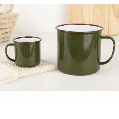 Army Green Vintage Enamel Mug Forces Military Coffee Mug Tea Old Chinese Mug Office Mug