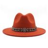 Ji Nan Ladies Wool Jazz Hat Big Eaves Hat Trendy Flat Edge Top Hat