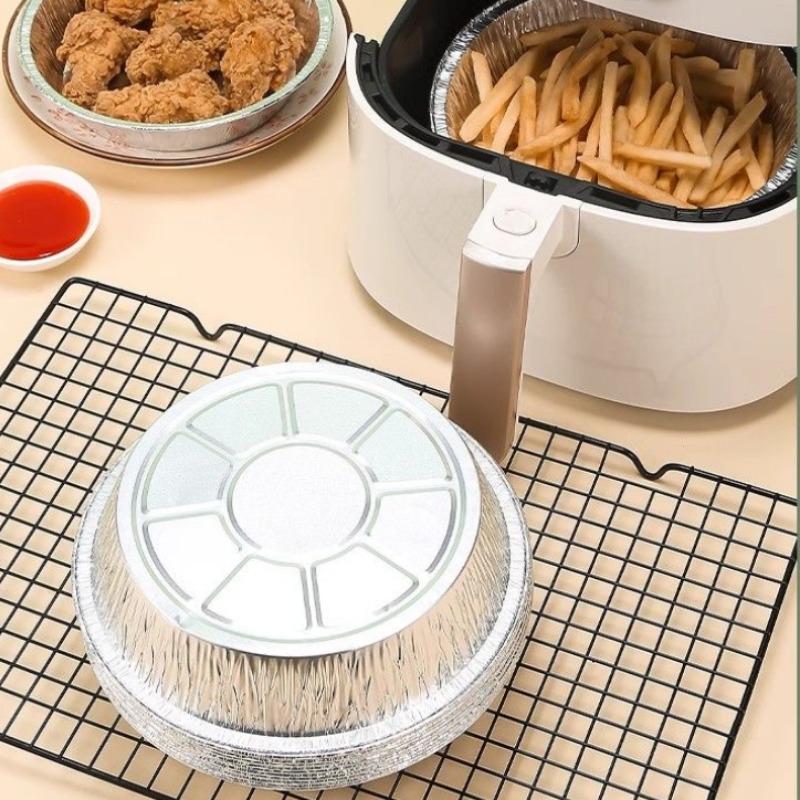 20PCS Air Fryer Special Aluminum Foil Tin Foil Tray One-time Thickened Circular Household Dessert Baking Barbecue Tin Paper Box