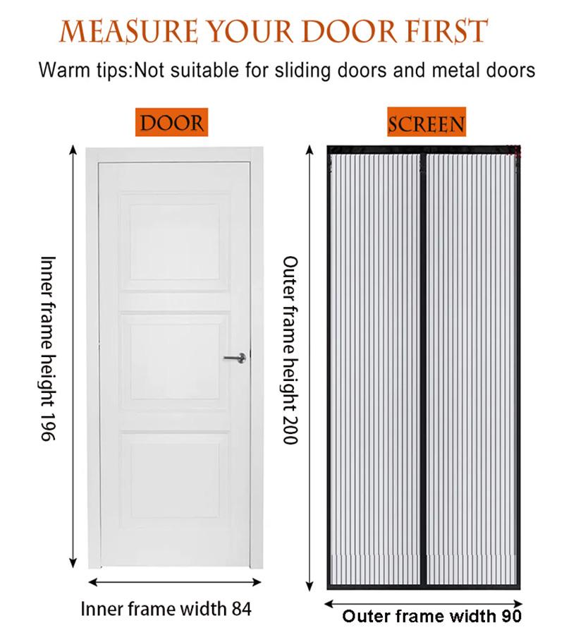 Diamond Mesh Mosquito Proof Door Curtain, Summer Mosquito Net, Magnetic Mesh Curtain,self-adhesive,home Use,no Punching Required