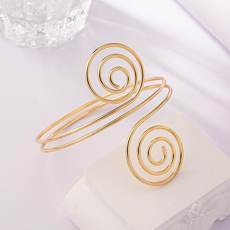 IF ME Multi-Layer Spiral Arm Ring Bracelet Exaggerated European and American Simple Vintage Open Cuff Bangles for Women Jewelry Gifts