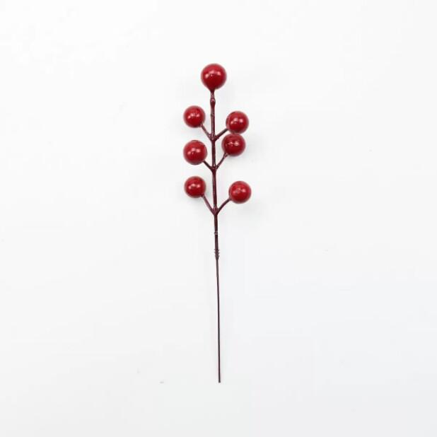 Cross-border Holiday Pine Needle Branches with Red and Green Berries for DIY Christmas Ornaments