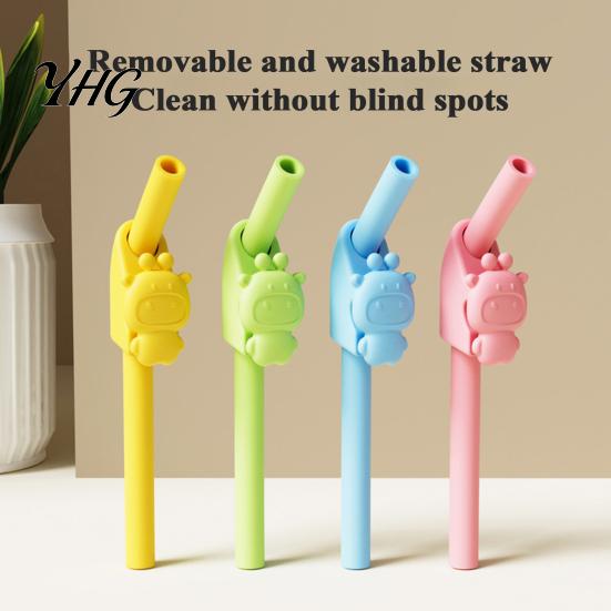 Feeding Essentials for Toddlers Toddler Silicone Straw with Clip, Reusable Drinking Straw, Easy to Spill Proof Bowl Clean Non-Collapsible Tableware