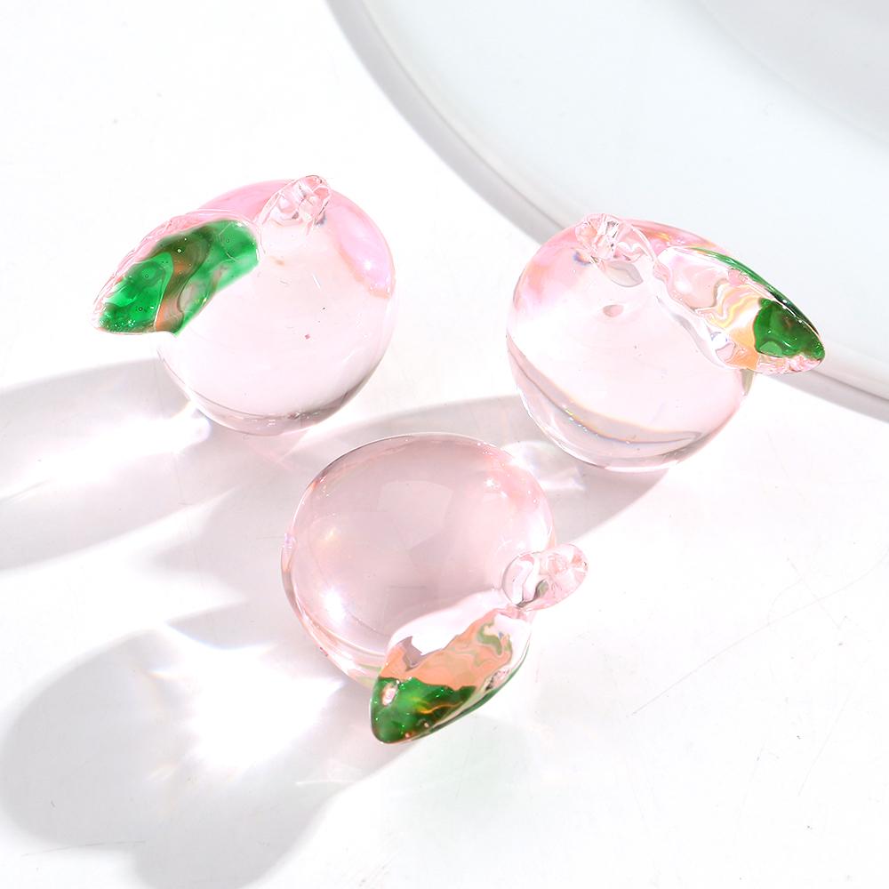2pcs Clear Fruit Resin Apple Shape Charms Pendant DIY  Keychain Necklace Pendant Accessory For Jewelry Making