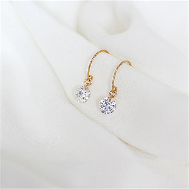 French Exquisite Simple Sparkling Zircon Earrings for Women 925 Sterling Silver Gold Plated Jewelry Gift