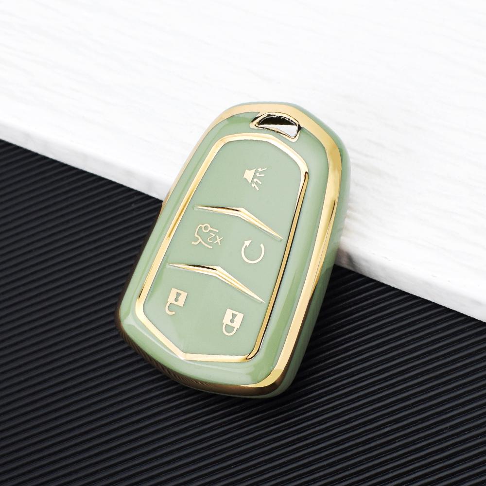

5 Buttons TPU Car Key Shell Case Cover for Cadillac ATS CT6 CTS DTS XT5 Escalade ESV SRX STS XTS ELR 2014 - 2018 Remote Key Holder зелёный
