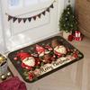Christmas Gnome Checkered Doormat, Plush Machine  Rug, Holly Berry Design for Front Door, Living Room, Kitchen, Festive Decor