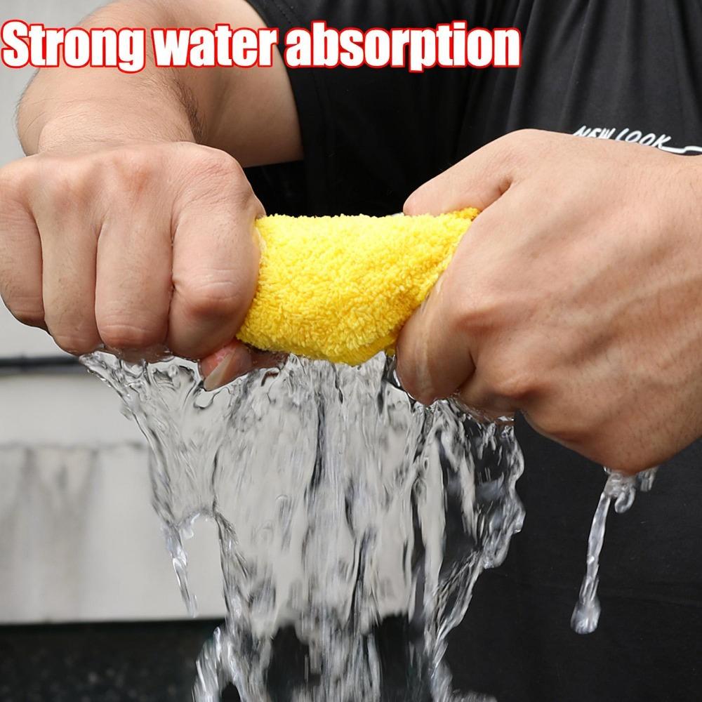 Multifunction Absorbent Microfiber Car Wash Towel Drying Cloth Rag for Auto Detailing Cleaning Polishing Waxing 45x30cm Yellow