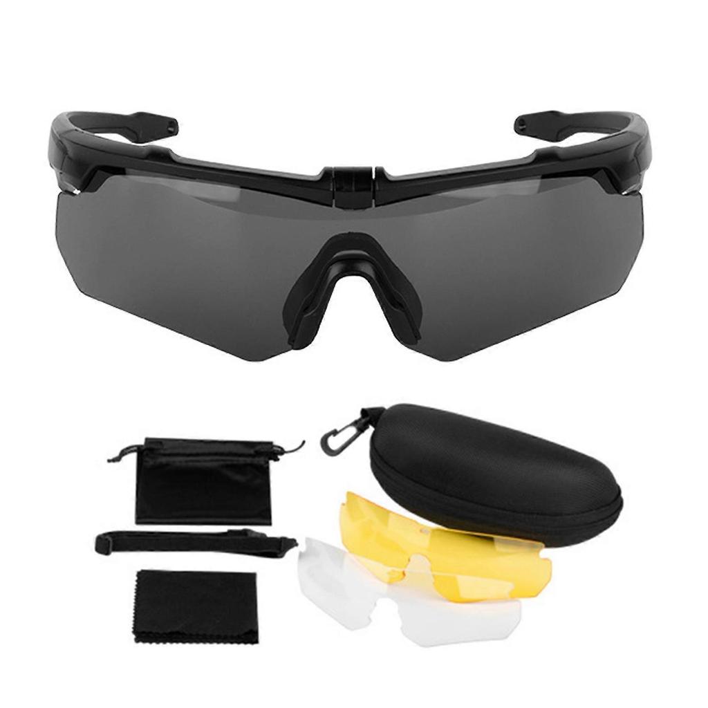 Airsofts Glasses Safety Hunting Eye Protections Hunting Glasses for Shoot 3 Interchangeables Lens & Carry Case Black