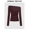 UR2026 Women's Pleated One-Shoulder Knit Top