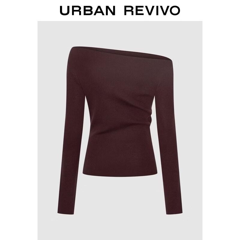 UR2026 Women's Pleated One-Shoulder Knit Top