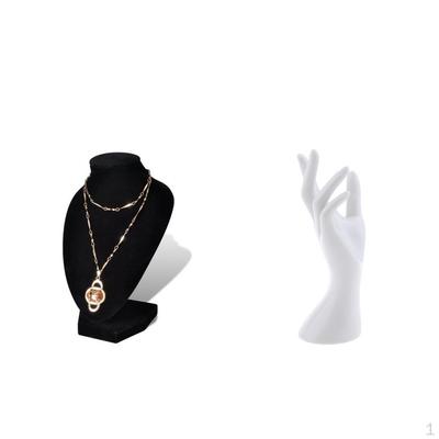 Conservare Espositore per gioielli con busto per collana in velluto nero + mano