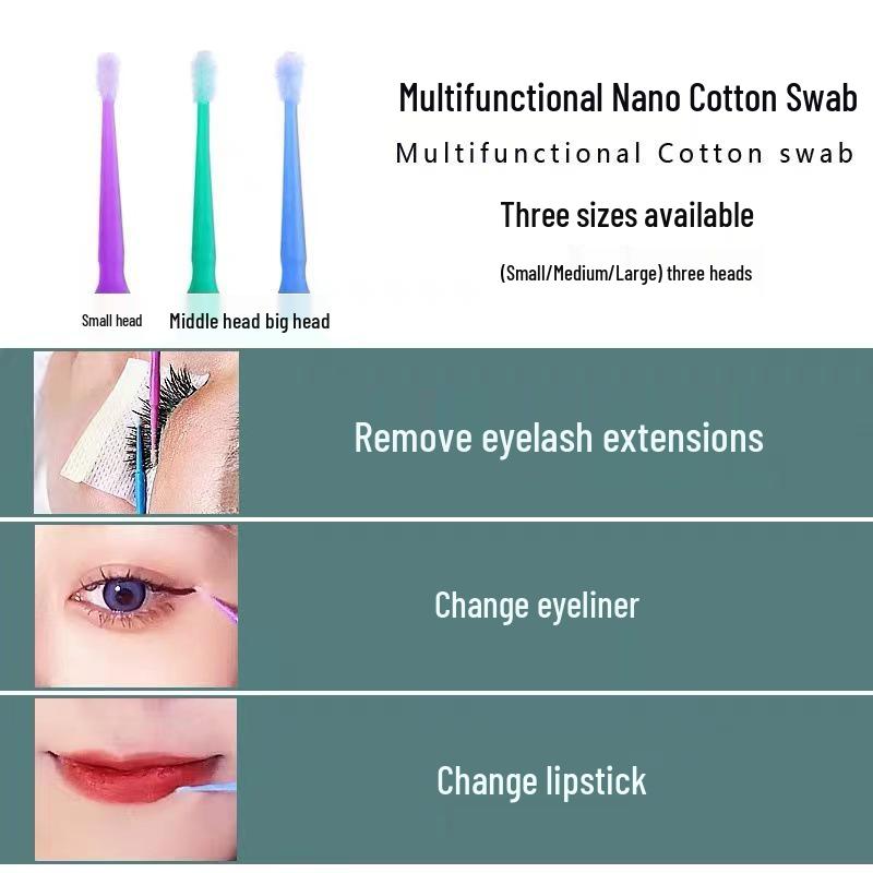 Eyelash Extension Remover Tool: 100pcs Nano Cotton Swab Cleaning Sticks