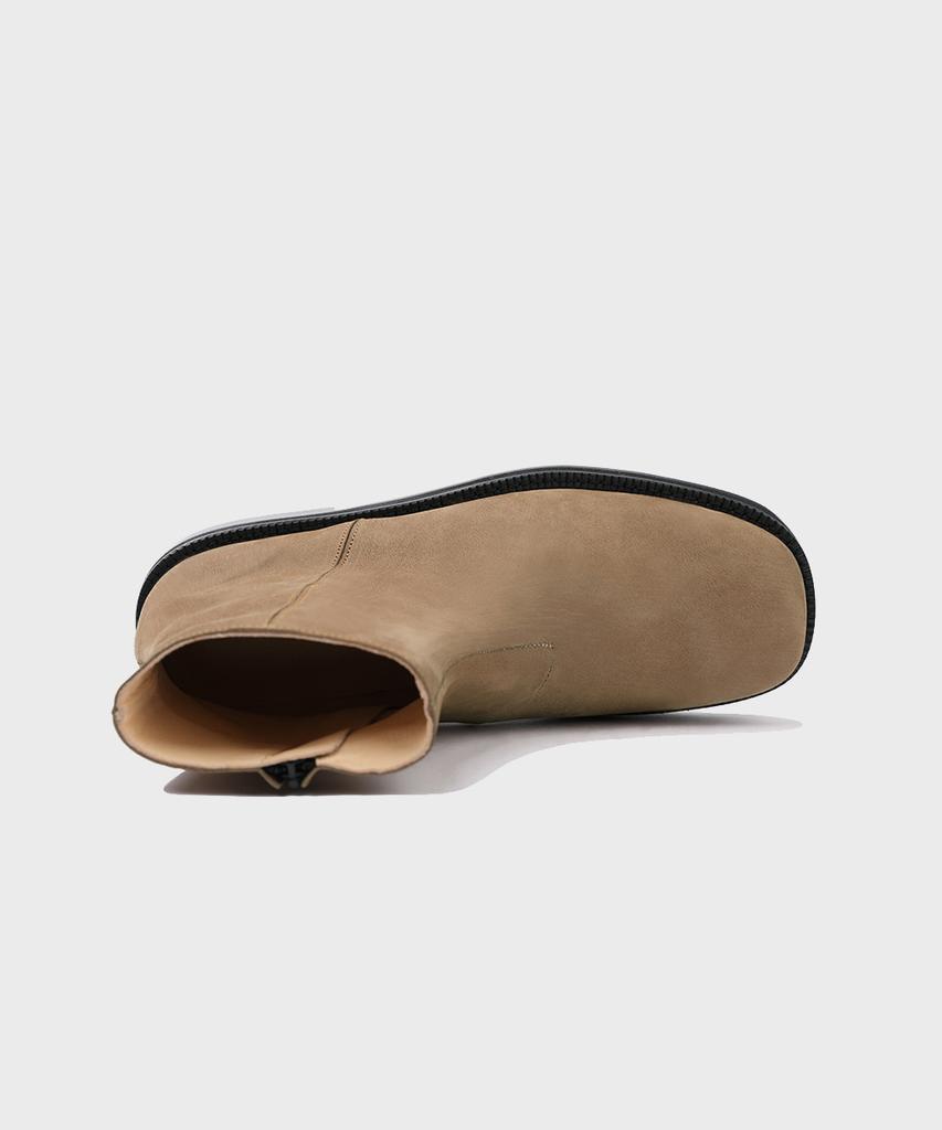 Firenze Atelier [Vibram] Nobo_Bold Shape Hidden Zip-Up Boots 3500 [Beige Nubuck]
