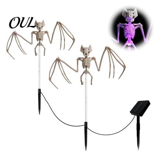 Glowing Skull Figurines for Lawn Solar Skeleton Yard Stake Light, Halloween Garden Decor Outdoor Lights with Cloak, Waterproof Lamp Haunted