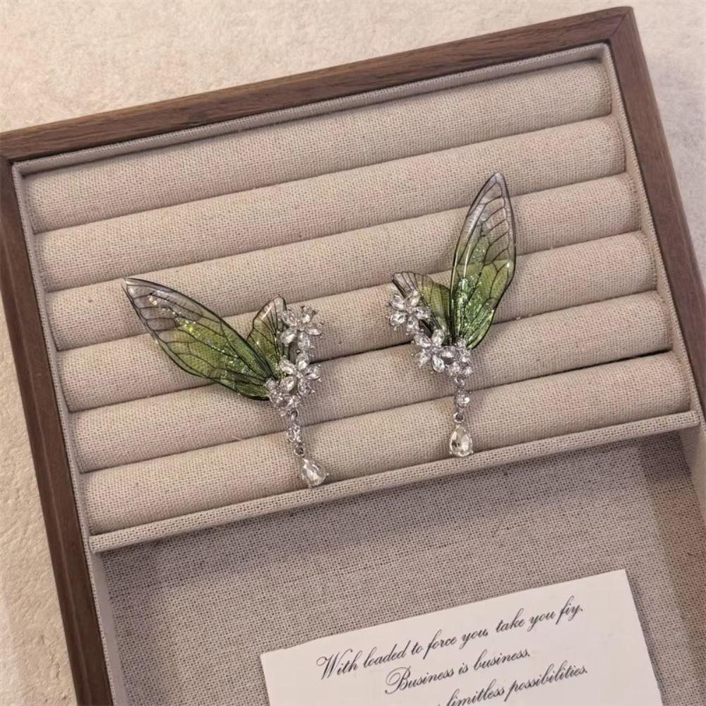 Shiny Butterfly Earrings Exquisite Wings Ear Clip Fashion Green Elf Ear Clip  Ladies