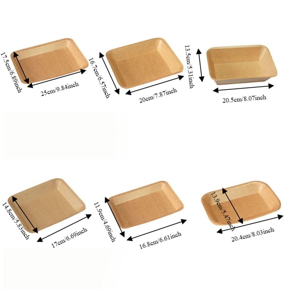 50PCS Waterproof Disposable Kraft Paper Food Plate Thickened Dessert Plate Snack Tray  Fruit