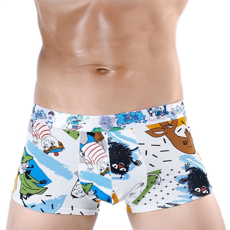 Nové prvotřídní pánské boxerky s bavlněným potiskem sexy tide pánské krátké kalhotky se čtyřmi rohy