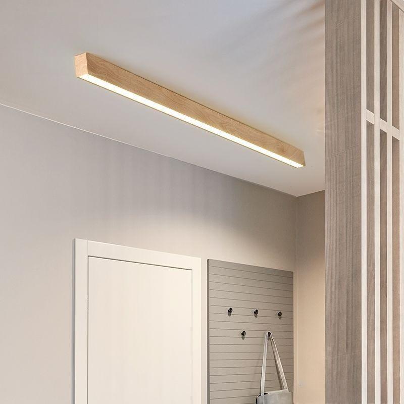 Hallway Long Ceiling Lamp Liner Lamp Natural Wood Finish Balcony Light Nordic Style Living Room LED Linear Ceiling Light