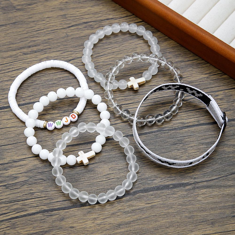 Charm 6pcs suit Bracelet Christian Cross Bracelets WWJD Faith Religious Easter For Women Men Jesus Bracelets