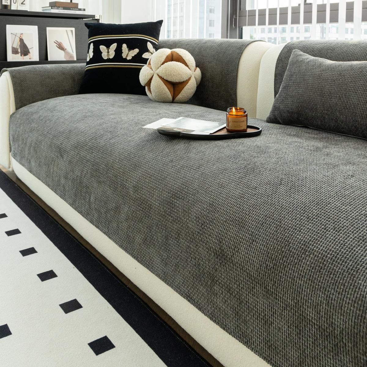 

Cotton and Linen Comfortable Sofa Cushion,four-season Universal Sofa Cover,universal Seat Cushion Blanket Special Sofa Cover 45X45cm pillowcase сірий