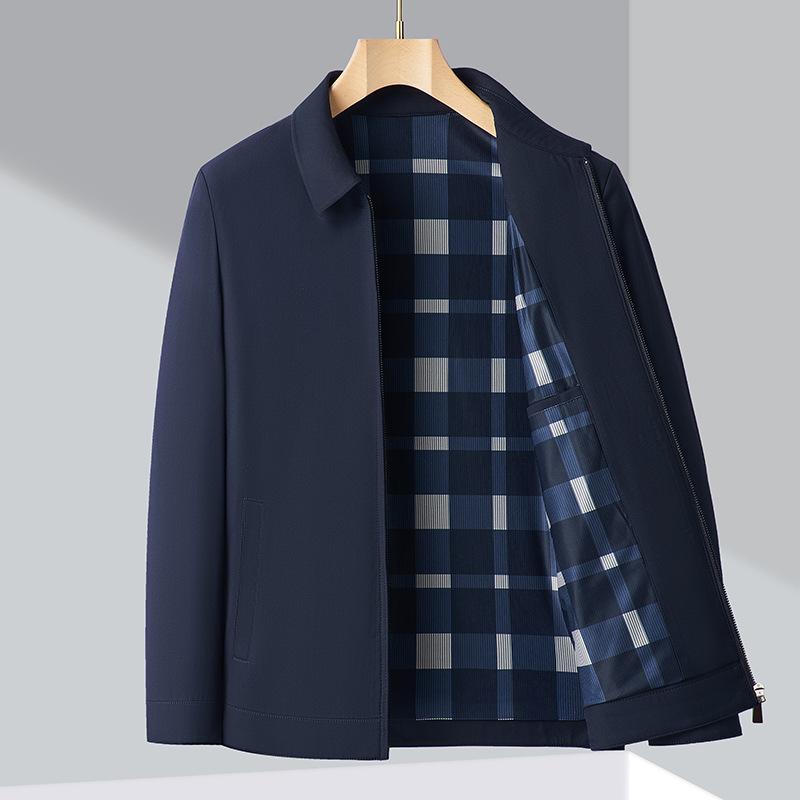 High-end Wool Jacket Men's Spring and Autumn Style Casual Tops for Middle-aged and Elderly Leaders, Civil Servants, Loose Coats, Large Size
