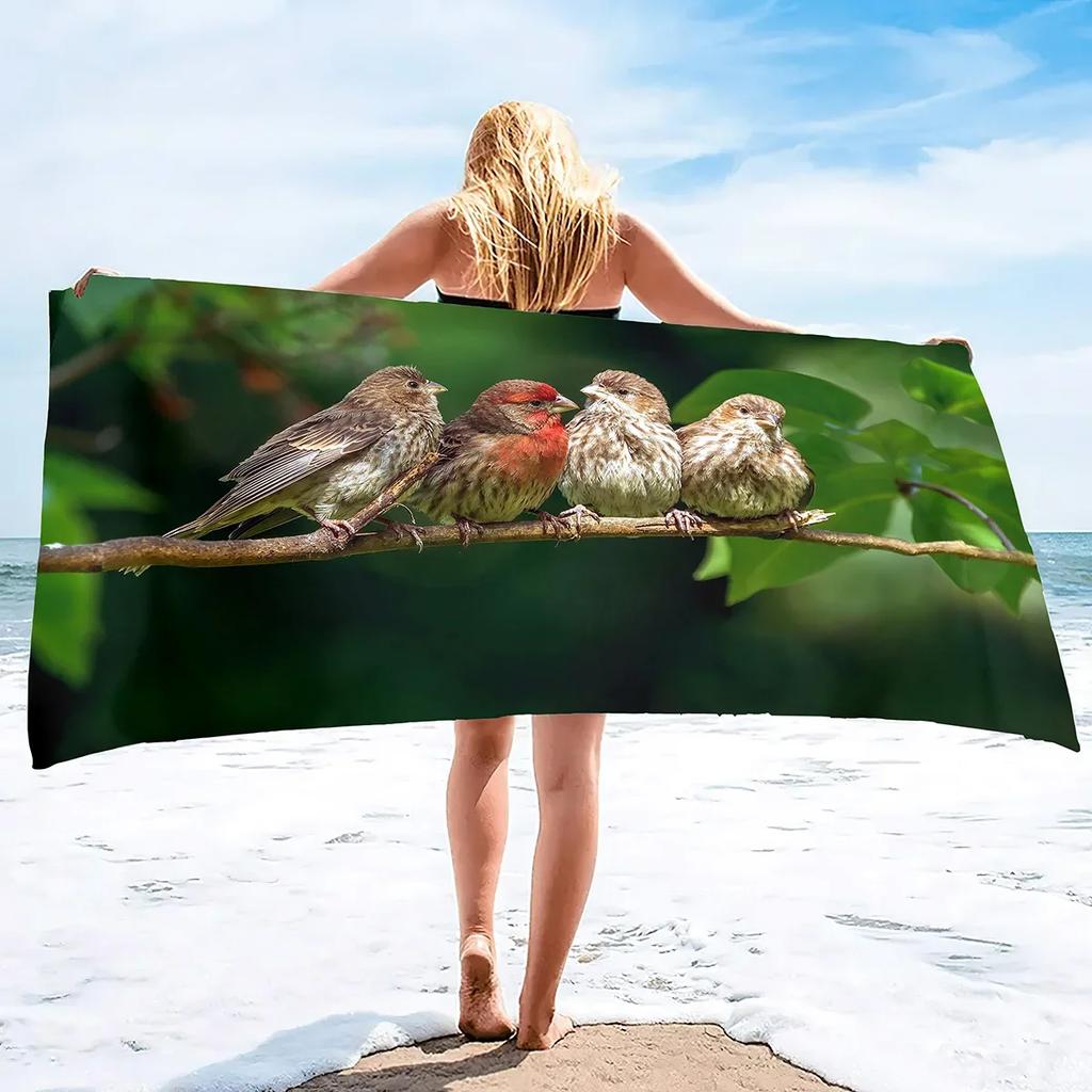 Rare Birds Print Large Oversized Beach Towel Highly Absorbent Microfiber Bath Towel Quick Dry Blanket for Kids and Adults Gift