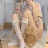 Japanese Style Sweet Calf Glass Silk Socks Spring Summer Cute Lace Ruffle White Knee High Socks Thin