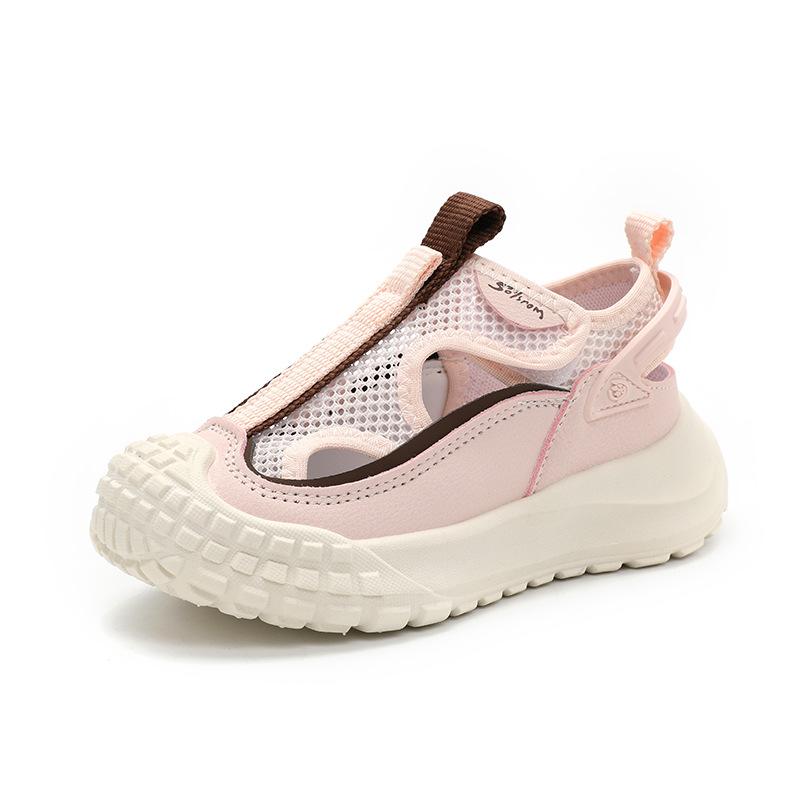 

Спортивная обувь для девочек 2025 лето новая уличная повседневная обувь полая дышащая модные сетчатые сандалии для малышей 26-31 yards, 6 pairs in one hand розовый