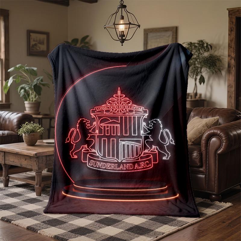 Sunderland Football Print Flannel Blanket Soft Warm Sofa Bed Throw Blanket For Home Office Bedroom