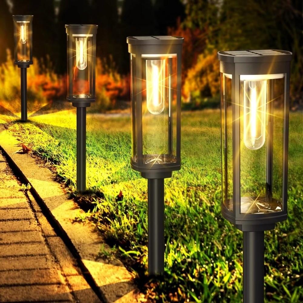 Warm White Light Solar Pathway Lights LED Lighting Retro Landscape Lights Ultra Bright Waterproof Lawn Lights Backyard Landscape
