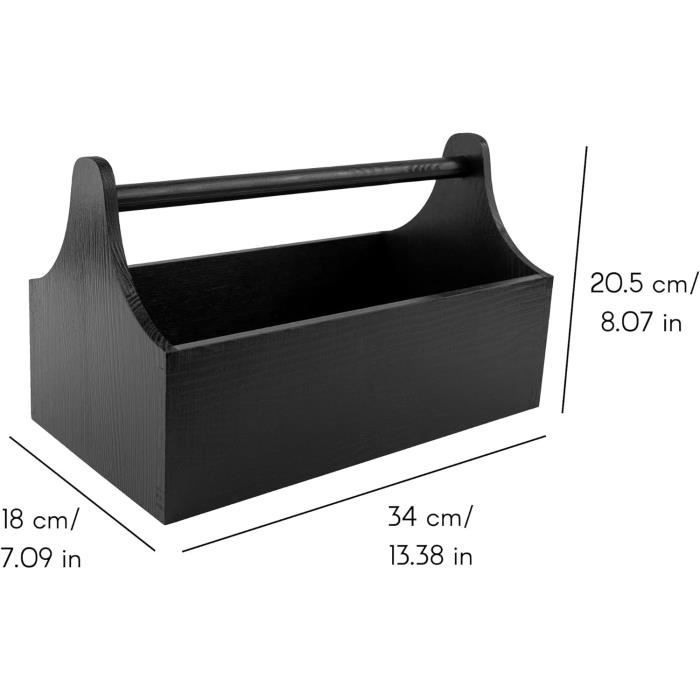 Boîte À Outils Noire En Bois Avec Poignée - CREATIVE DECO - 34 X 18 X 20,5 Cm - Rangement - Boîte Cadeau