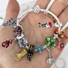 Colors Enamel Disney Princess Dress Charms Pulseiras for Girls Colorful Glass Beads Bracelets&Bangles Women Cartoon Skirt Dangle
