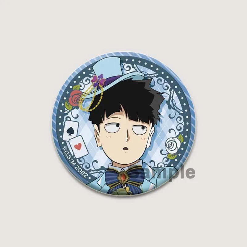 32/44/58mm Japanese Anime Mob Psycho 100 Badges On Backpack Accessories Lapel Pins Cartoon Brooches for Clothes Bag Decor Fans Gifts