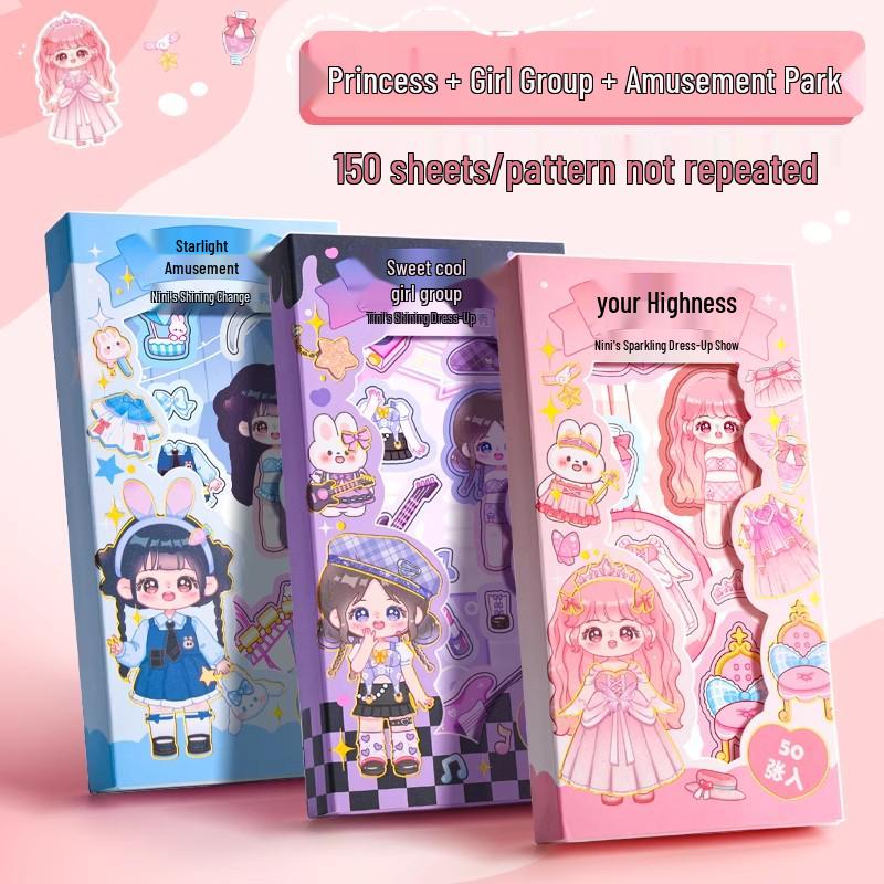 Princess Dress-Up Sticker Set for Girls - Cute Cartoon Themed Stickers