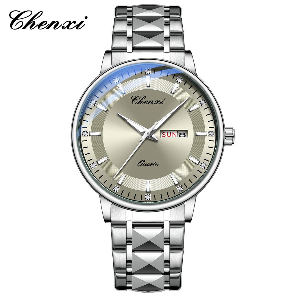 Men's Dual Calendar Dial Fashion Trend Quartz Watch Calendar Night Light Waterproof Watch