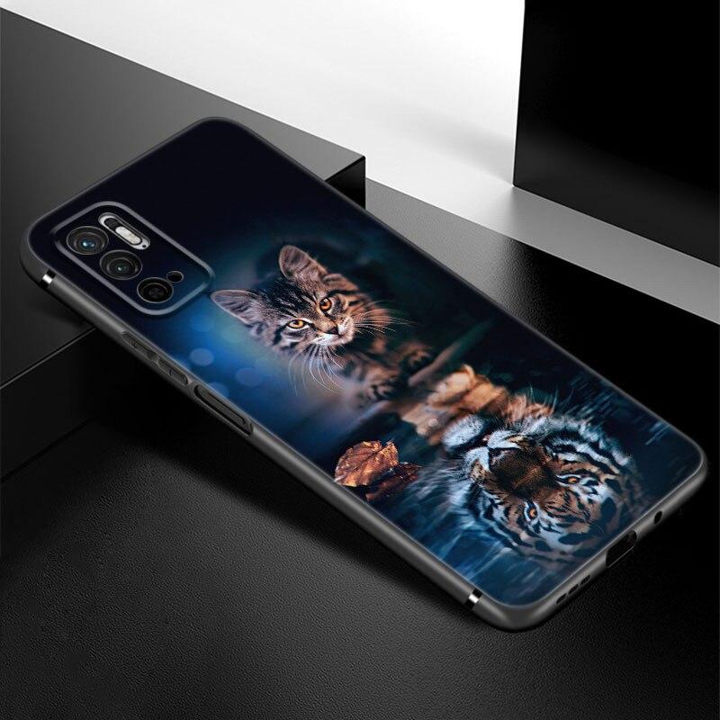 Cute Little Tiger Phone Case For Xiaomi Redmi Note 7 8 8T 9 9S 10 10S 10T 11 11S 4G 11E 11T Pro 5G Soft TPU Black Cover