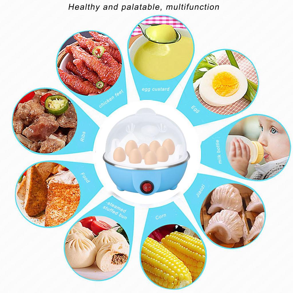 Chicken Egg Cooker Make Up to 7 Large Boiled Eggs Anti Dry Burning Automatic Power Off Egg Poacher with Heating Plate