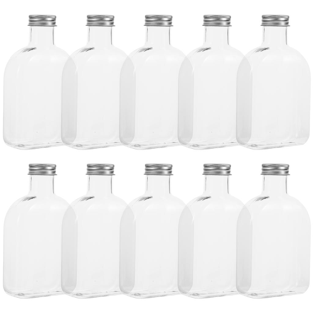 15pcs Cold Drink Bottles 350Ml Flat Plastic Beverage Containers Clear Reusable Juice Flask For Travel Ice Coffee Smoothie Tea