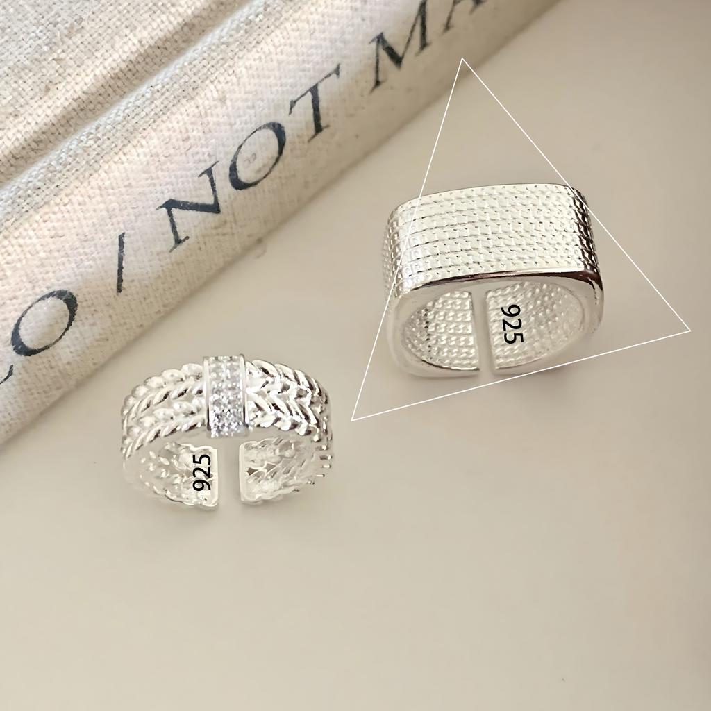 Sam Panda 925 Rings for Women Simple Geometric Handmade Irregular Retro Ring Gold Zircon Allergy For Birthday Gift