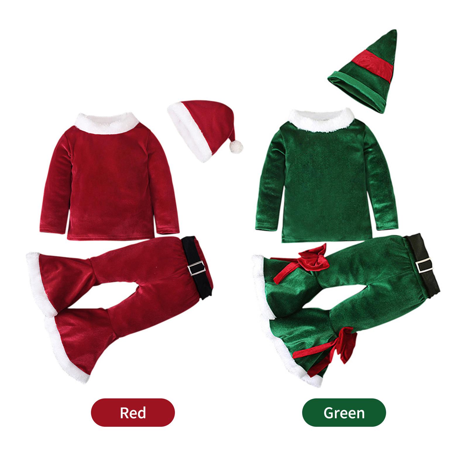 

Christmas Clothes Set for Lovely Girls Sleeve Top Bottom Coral Santa Costume for 1-7 Years Baby Girls, Red 80yd