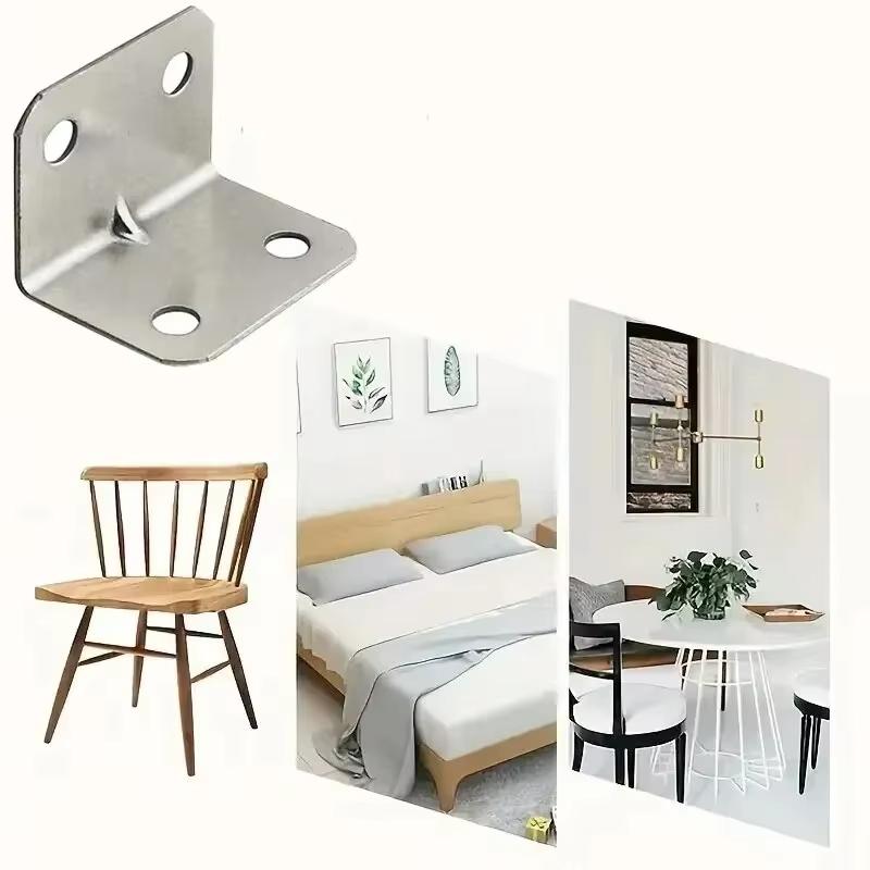 1Pcs Stainless Steel Corner Bracket 90° Right Angle Fixed Bracket for Wood Furniture Bedframe Cabinet L Shaped Brackets Angle