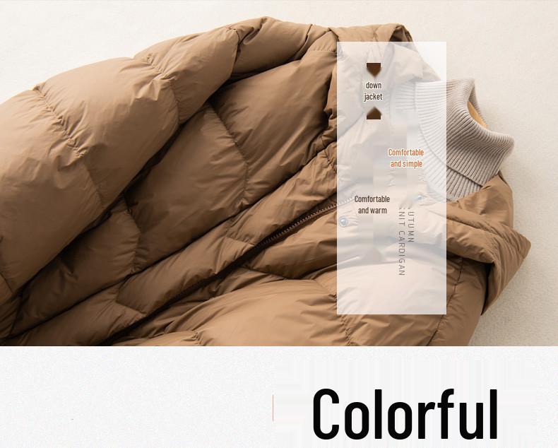 2023 Women's Artistic White Duck Down Hooded Jacket - Lightweight, Short, and Trendy Loose Fit.