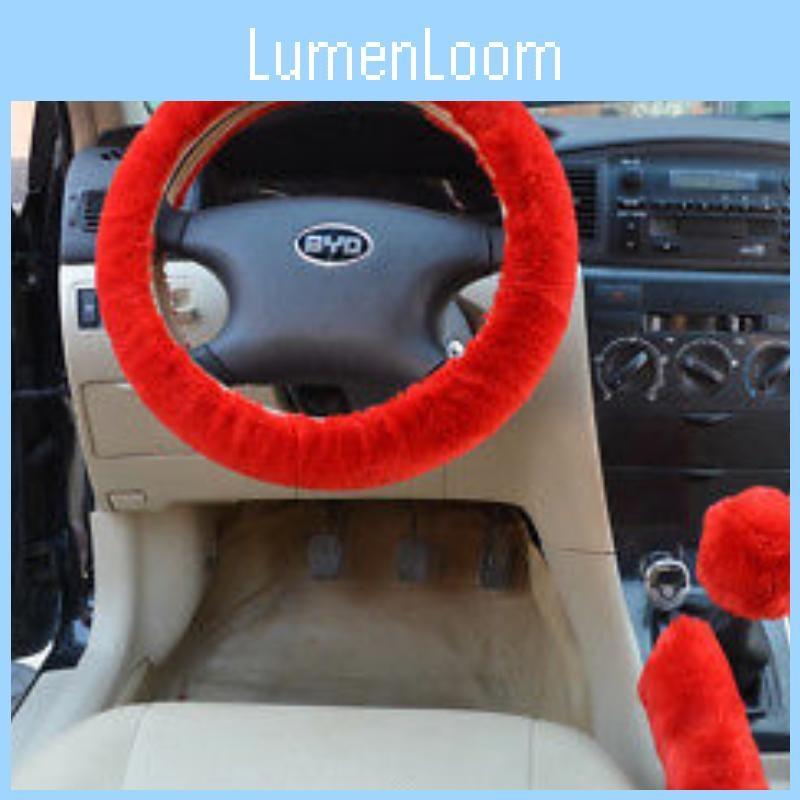 Car Universal Steering Plush Cover Three Piece Set For Winter With Antislip Grip