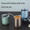 260/360ML Eggshell Beer Mug With Lid And Stainless Steel Straw,Double Layer Pure Titanium,Insulated,Crystal U-shaped Water Cup