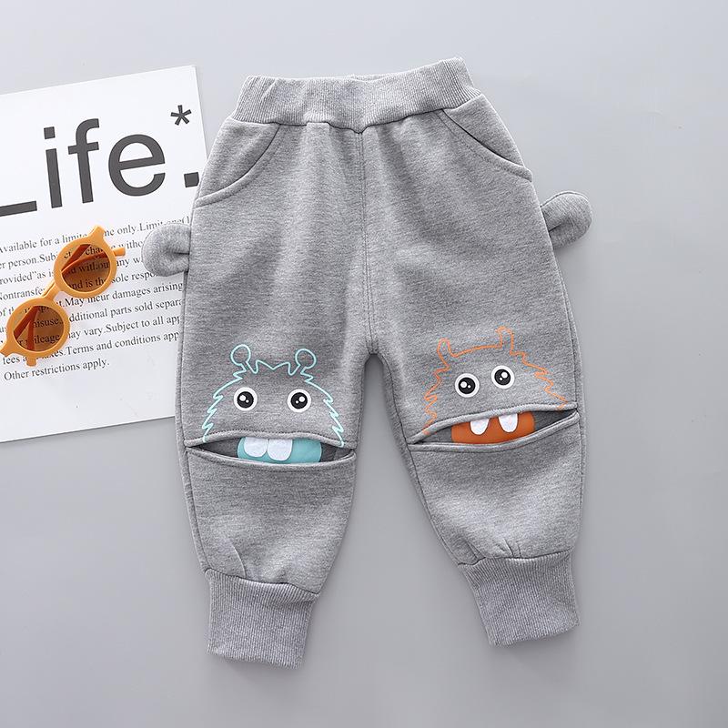 

«Детские зимние спортивные брюки из хлопкового бархата с милым рисунком 2024 года» 73cm светло-серый